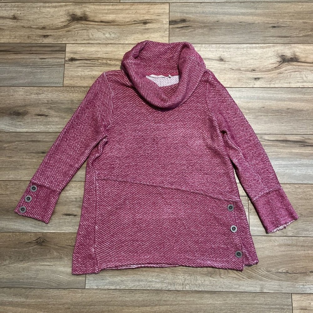 Women's Soft Surroundings Langley Sweater SZ XL Pink Pullover Cowl Neck
